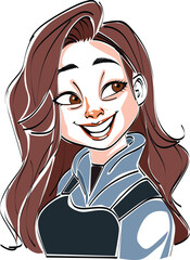 woman laughing art painting sketch style
