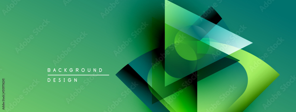 Leinwandbilder abstract geometric shapes overlap, creating vibrant green gradient background. modern design element