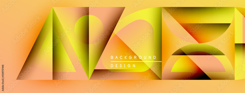 Aufkleber Abstract geometric shapes, vibrant orange, yellow hues. Modern design elements create dynamic visual texture. Minimalist style, clean lines.