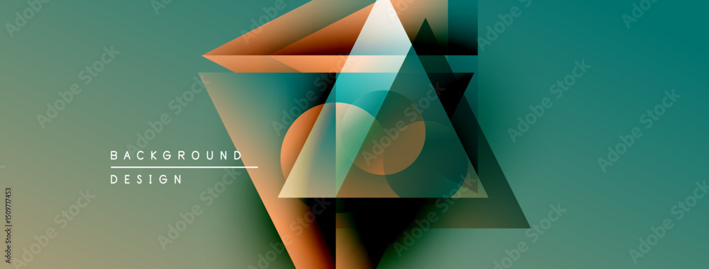 Fototapete abstract geometric shapes overlap, creating dynamic visual effect. teal, orange hues dominate compos