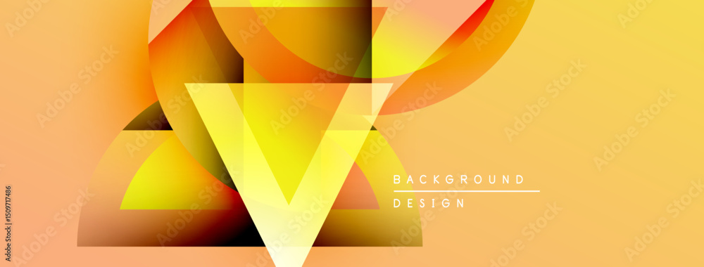 Poster abstract yellow design features layered shapes, gradients. modern background suitable for presentati