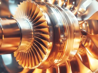 Detailed front view of an aircraft engine showing internal fan structure and polished metal surfaces