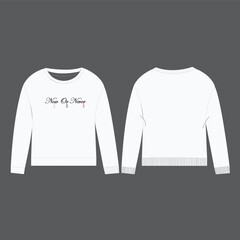 Girl’s sweatshirt  Mock up template for woman clothing, mockup print area for logo or design.