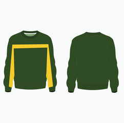 Long sleeve Sweatshirt technical fashion flat sketch vector illustration template. Fleece jersey sweatshirt sweater jumper for men's and boys.