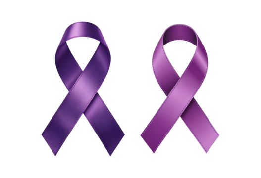 Glossy Purple Awareness Ribbon on Transparent Background