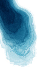 Blue watercolor paint with liquid fluid isolated on transparent background for design elements