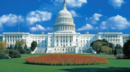 Fototapeta premium Exterior view of a magnificent capitol building.