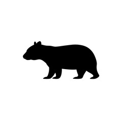 Fototapeta premium Detailed Side Profile of a Walking Wombat Showcased in a Black Silhouette Design