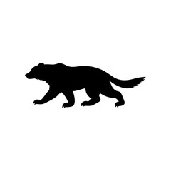 A Detailed Monochrome Vector Design of a Running Wolverine in a Side Profile