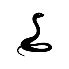 Fototapeta premium A Detailed Black Silhouette Vector Graphic Featuring a Coiling Snake Side View