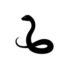 Fototapeta premium Clean Vector Art of a Coiling Snake Showcased as a Black Silhouette from the Side