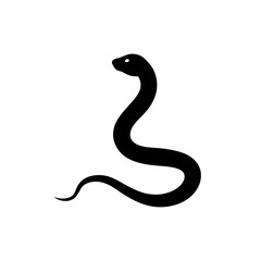 Naklejka premium Detailed Side View of a Coiling Snake Rendered as a Black Silhouette Graphic