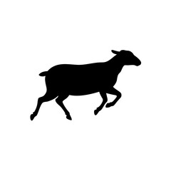 A Black Silhouette Vector Illustration of a Running Sheep from a Side Profile