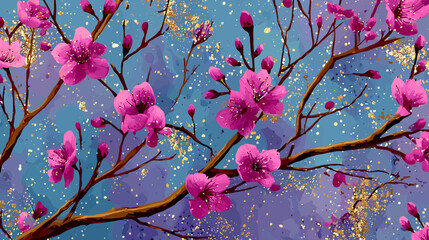 cherry blossom, flower, pattern, floral, seamless, vector, illustration, nature, spring, blossom, design, wallpaper, decoration, flowers, pink, cherry, tree, art, leaf, beauty, plant, texture, branch,