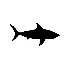 Professional Side Profile of a Swimming Shark as a Black Silhouette Vector Design