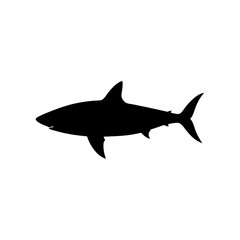 Obraz premium High Quality Monochrome Vector Graphic of a Swimming Shark in a Side View Profile