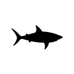 Obraz premium Clean Vector Art of a Swimming Shark Showcased as a Black Silhouette from Side