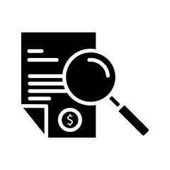 File invoice icon set. billing account receipt vector symbol with magnifying glass style business finance tax sign. order invoice symbol.