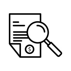 File invoice icon set. billing account receipt vector symbol with magnifying glass style business finance tax sign. order invoice symbol.