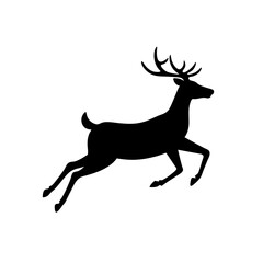 High Quality Monochrome Vector Graphic of a Running Reindeer in a Side Profile
