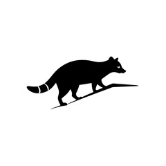 Fototapeta premium A Detailed Black Silhouette Vector Graphic Featuring a Climbing Raccoon Side View