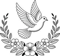 Obraz premium Floral Dove Svg, dove with flower bundle