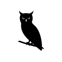 A Monochrome Side Profile Graphic of a Perching Owl a High Quality Vector Art