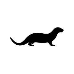 Elegant Side Profile Vector Illustration of a Swimming Otter a Black Silhouette