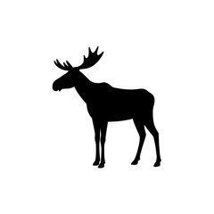 Basic Side View of a Moose Black Silhouette Vector Clip Art Illustration