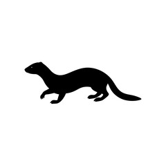 Agile Side View of a Mink Running Black Silhouette Vector Clip Art Illustration