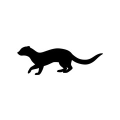 Swift Side View of a Mink Running Black Silhouette Vector Clip Art Illustration