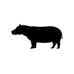 Obraz premium Basic Side View of a Hippo Black Silhouette Vector Clip Art Illustration