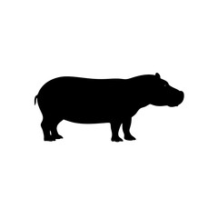 Fototapeta premium Basic Side View of a Hippopotamus Black Silhouette Vector Clip Art Illustration