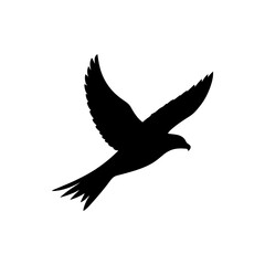 Obraz premium Sharp Side View of a Hawk Diving Black Silhouette Vector Clip Art Illustration