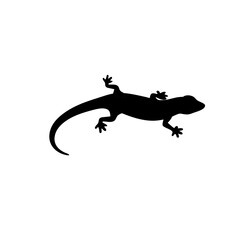 Basic Side View of a Gecko Running Black Silhouette Vector Clip Art Illustration