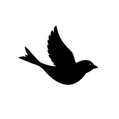 Fototapeta premium Graceful Side View of a Finch Flying Black Silhouette Vector Clip Art Illustration
