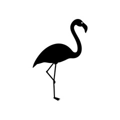 Fototapeta premium Elegant Side View of a Flamingo Standing Black Silhouette Vector Clip Art Illustration