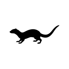 Fototapeta premium Fast Side View of a Ferret Running Black Silhouette Vector Clip Art Illustration