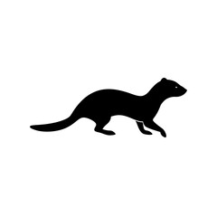 Fototapeta premium Quick Side View of a Ferret Running Black Silhouette Vector Clip Art Illustration
