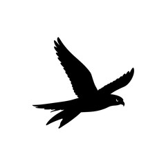 Obraz premium Black Silhouette Of a Side View Falcon Diving with Speed vector illustration