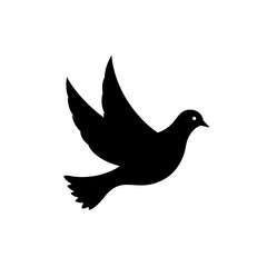 Fototapeta premium Black Silhouette Of a Side View Dove Flying on White Background vector illustration