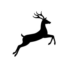 Fototapeta premium Black Silhouette Of a Side View Deer Leaping Over Fence vector illustration