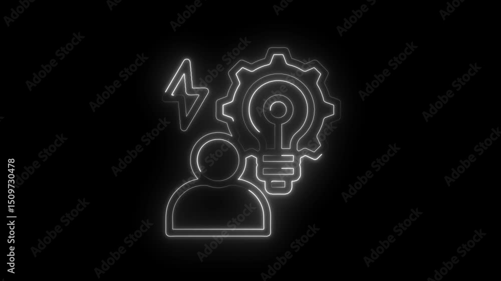 Poster creative thinking and innovation outline animation business technology ideas and problem solving neo