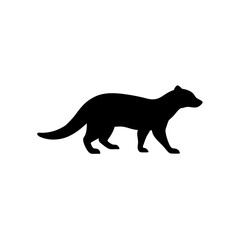 Fototapeta premium Black Silhouette Of a Side View Civet Walking Stealthily vector illustration