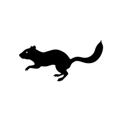 Obraz premium Black Silhouette Of a Side View Chipmunk Jumping with Acorn vector illustration
