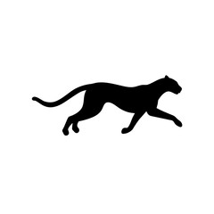 Naklejka premium Black Silhouette Of a Side View Cheetah Sprinting Elegantly vector illustration