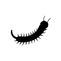 Obraz premium Black Silhouette Of a Side View Centipede Crawling Slowly vector illustration