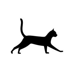 Black Silhouette Of a Side View Cat Stretching its Body vector illustration