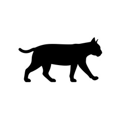 Obraz premium Black Silhouette Of a Side View Bobcat Walking Quietly vector illustration