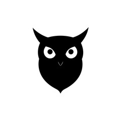 Dynamic Owl Head Black Silhouette Symbol For Branding vector illustration background